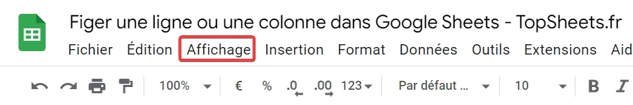 Cliquez sur l'onglet Affichage dans le menu