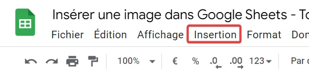 cliquer 'Insertion' dans le menu