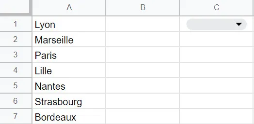 créer une liste déroulante dans Google Sheets