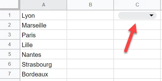 la liste déroulante a été créée