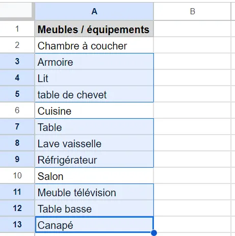 Comment sélectionner plusieurs des cellules