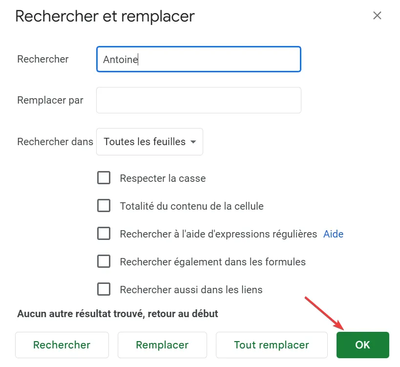 Le bouton OK