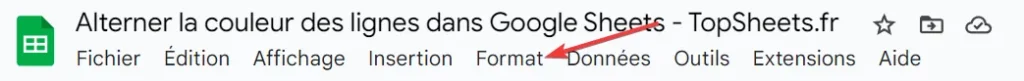 Cliquez sur Format dans la barre de menu