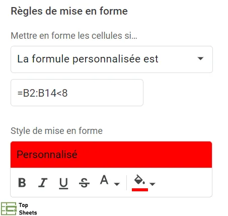 Changer la couleur de mise en forme