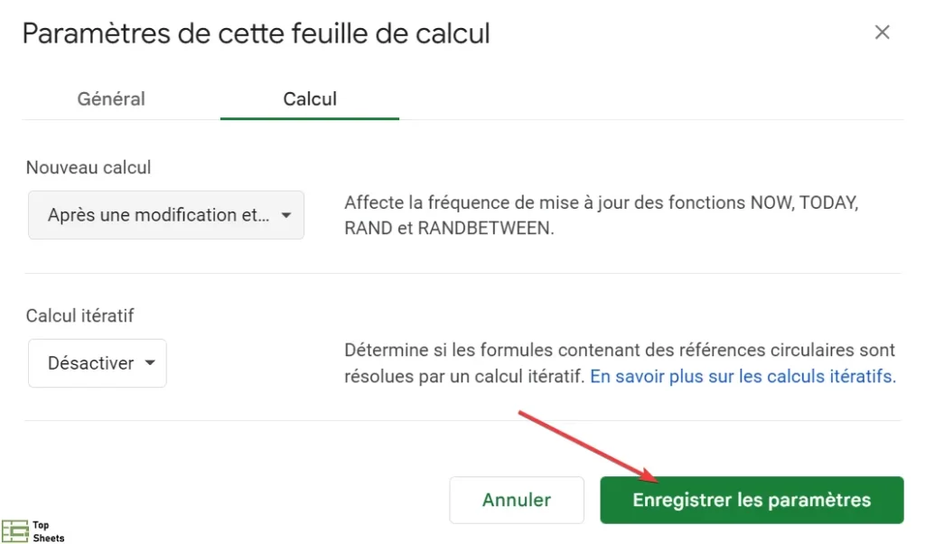 Cliquez sur Enregistrer les paramètres