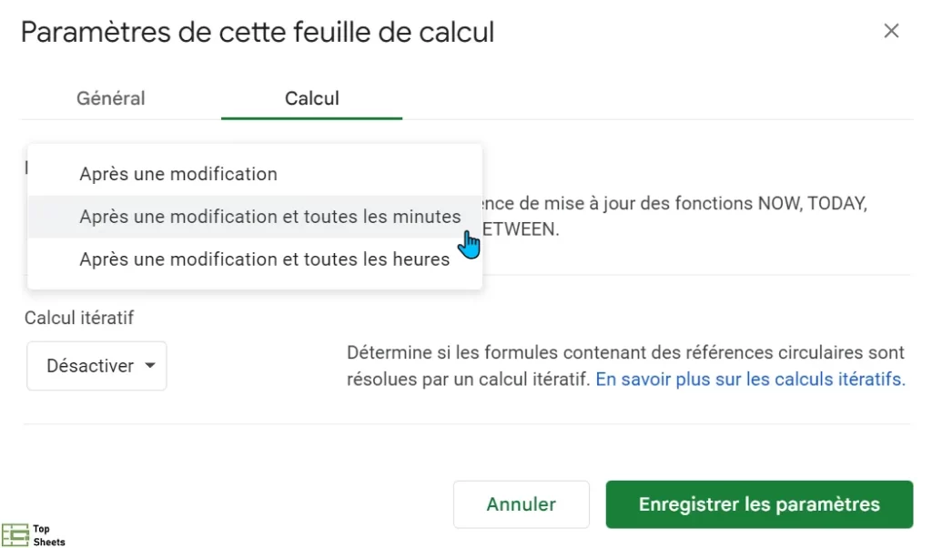 Cliquez sur le menu déroulant Nouveau calcul