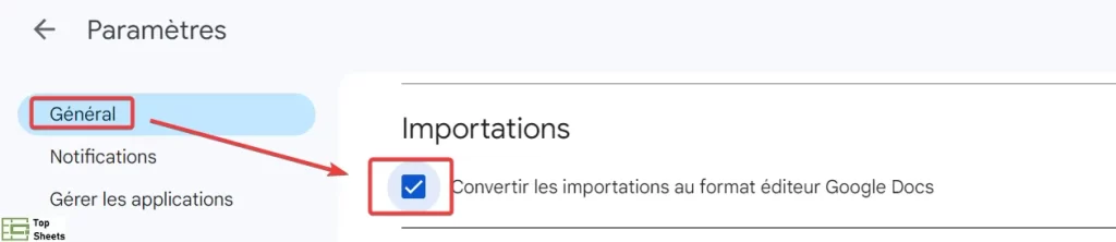 Convertir les importations au format éditeur Google Docs