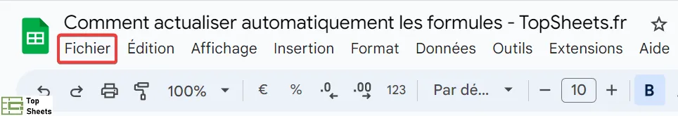 Dans la barre de menu, cliquez sur Fichier