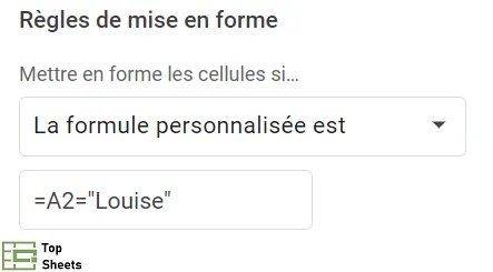 Définir une formule personnalisée