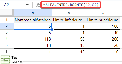ALEA.ENTRE.BORNES qui fait référence à une autre cellule