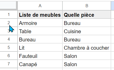 Modification de la hauteur de ligne dans Google Sheets à l'aide de la souris
