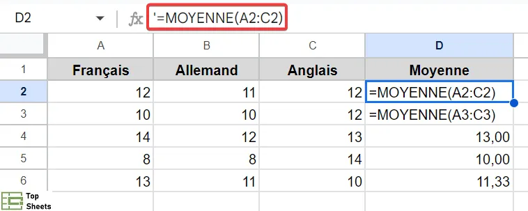 Afficher la formule en ajoutant une apostrophe au début