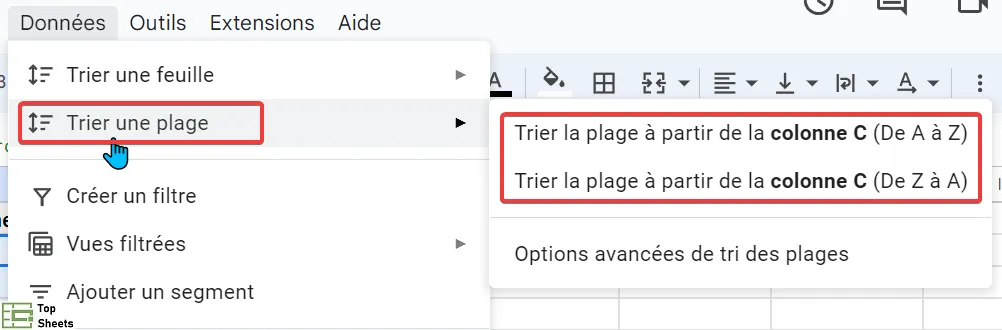 Choisissez le type de tri