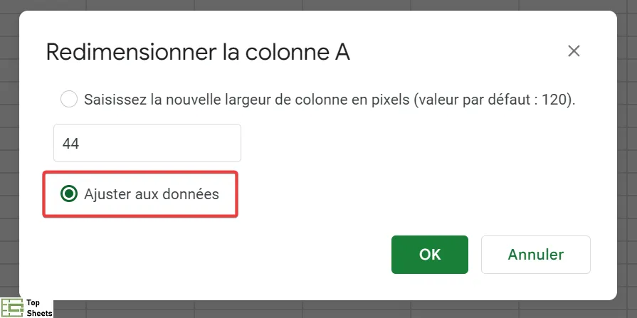Cliquez sur Ajuster aux données