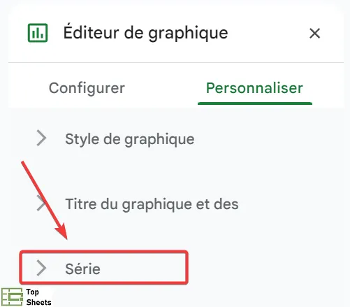 Cliquez sur Série dans l’éditeur de graphique
