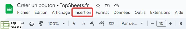 Cliquez sur le menu Insertion