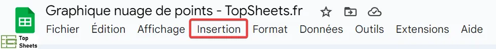 Cliquez sur le menu Insertion dans la barre de menus