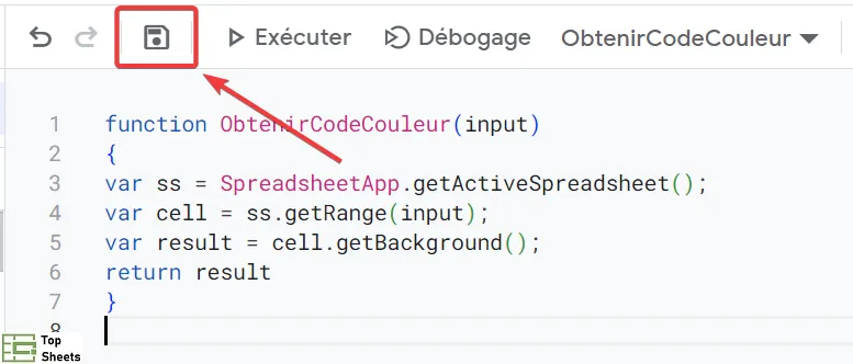 Cliquez sur l'icône Enregistrer le projet dans la barre d'outils