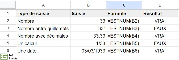 ESTNUMBER Exemples