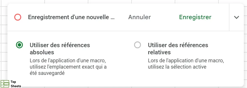 Enregistrer une nouvelle macro dans Google Sheets