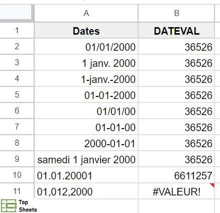 Format de date avec le résultat de la fonction DATEVAL