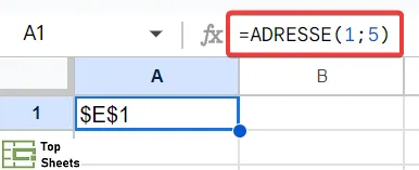 Formule ADRESSE pour obtenir l'adresse de la cellule à partir de la colonne spécifiée