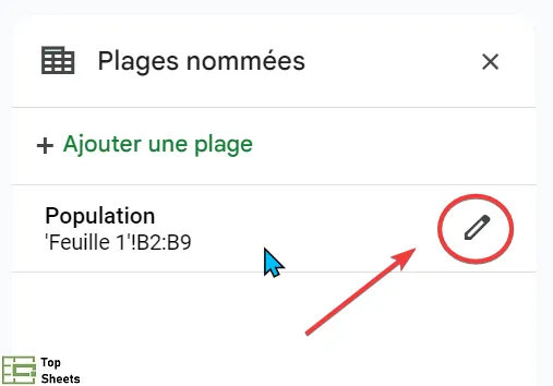 Modifier une plage nommée dans Google Sheets