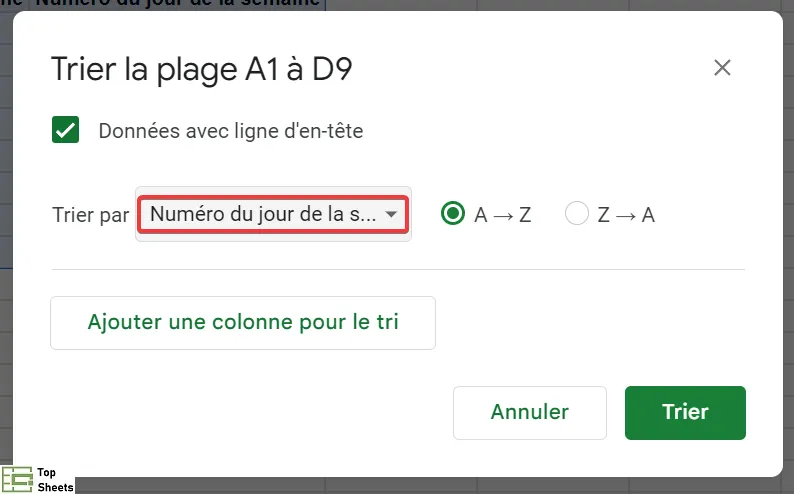 Options de tri avancées