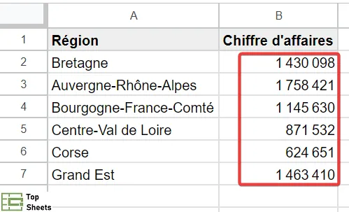 Plage de données où les cellules individuelles doivent être liées