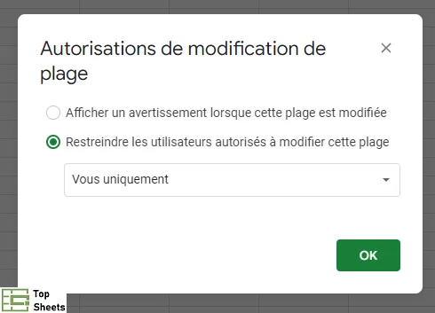 Restreindre les accès à la feuille