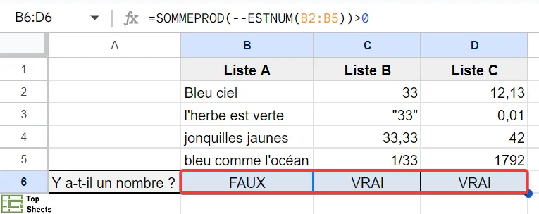 SOMMEPROD et ESTNUM résultat