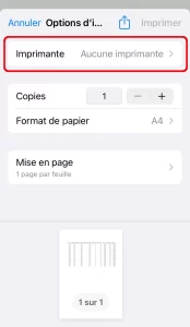 Sélectionnez l'imprimante à partir de laquelle imprimer sur Google Sheets mobile