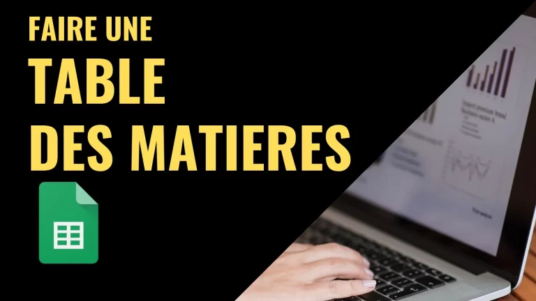 Table des matières dans Google Sheets