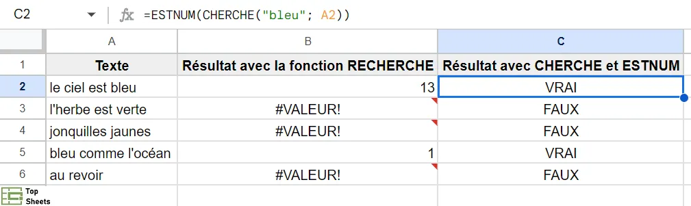 Utiliser ESTNUM avec CHERCHE