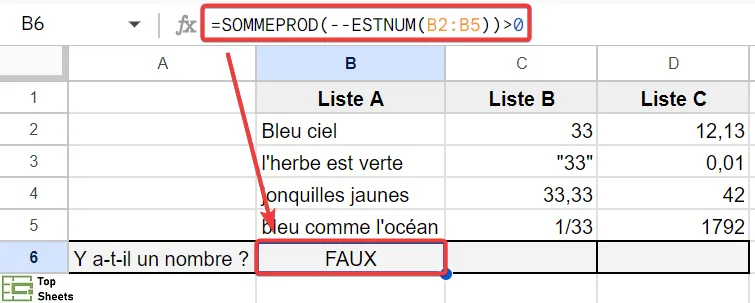 Utiliser SOMMEPROD avec ESTNUM