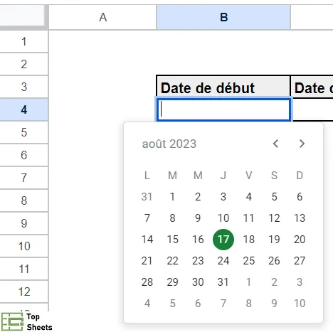 Vous avez créé un sélecteur de date dans Google Sheets