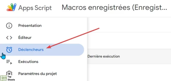 Accéder aux déclencheurs
