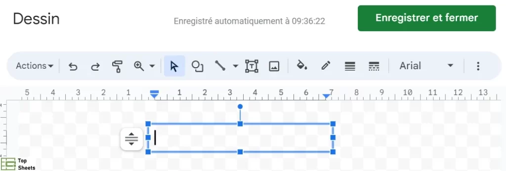 Cliquez et définissez la zone de texte dans Google Sheets