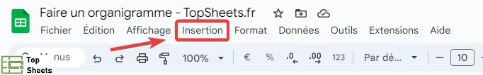 Cliquez sur le menu Insertion
