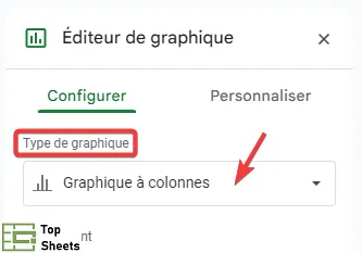 Cliquez sur le menu déroulant Type de graphique