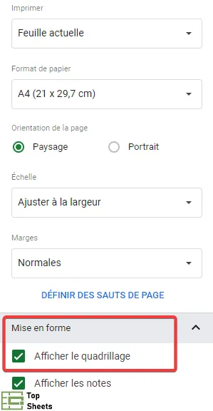 Désélectionnez afficher le quadrillage