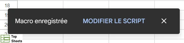 L'option Modifier le script apparaît lors de l'enregistrement de la macro