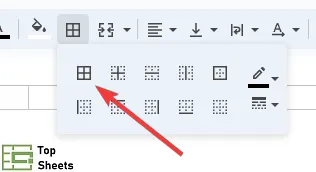Masquer le quadrillage dans Google Sheets - mais appliquer une bordure à une plage de cellules