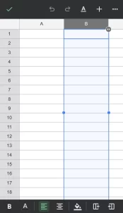 Masquer les colonnes dans l'applications Google Sheets - sélectionner la colonne