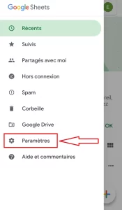 Modifier les paramètres de Google Sheets sur votre smartphone