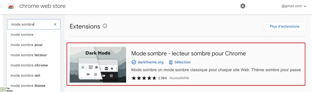 Télécharger une extension mode sombre pour Chrome