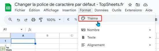 Cliquez sur Format puis cliquez sur Thème