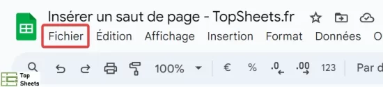 Cliquez sur le menu Fichier dans la barre des menus