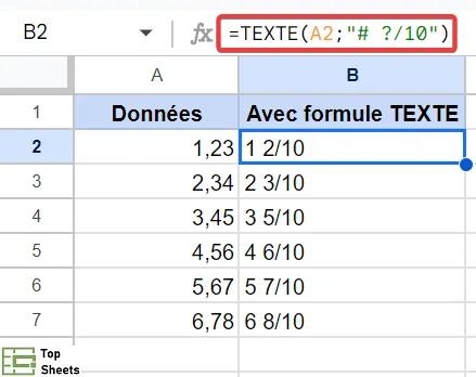 Formule TEXTE pour afficher un dénominateur fixe