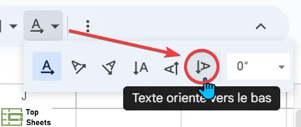 Cliquez sur l'icône Orienter le texte vers le bas